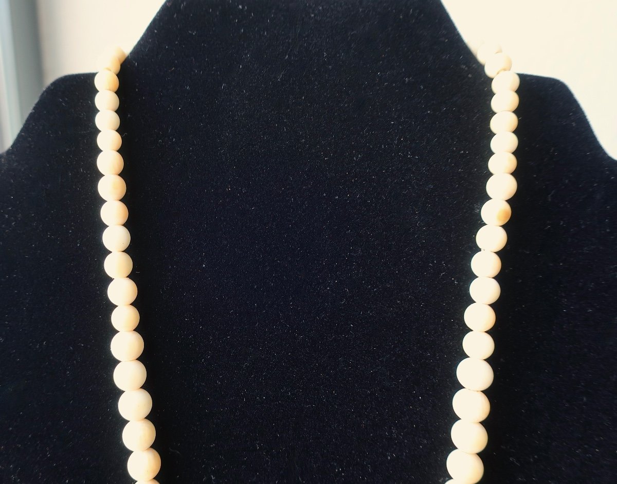 Ivory Drop Necklace, 1930s, 17.6" Long, No.2-photo-4