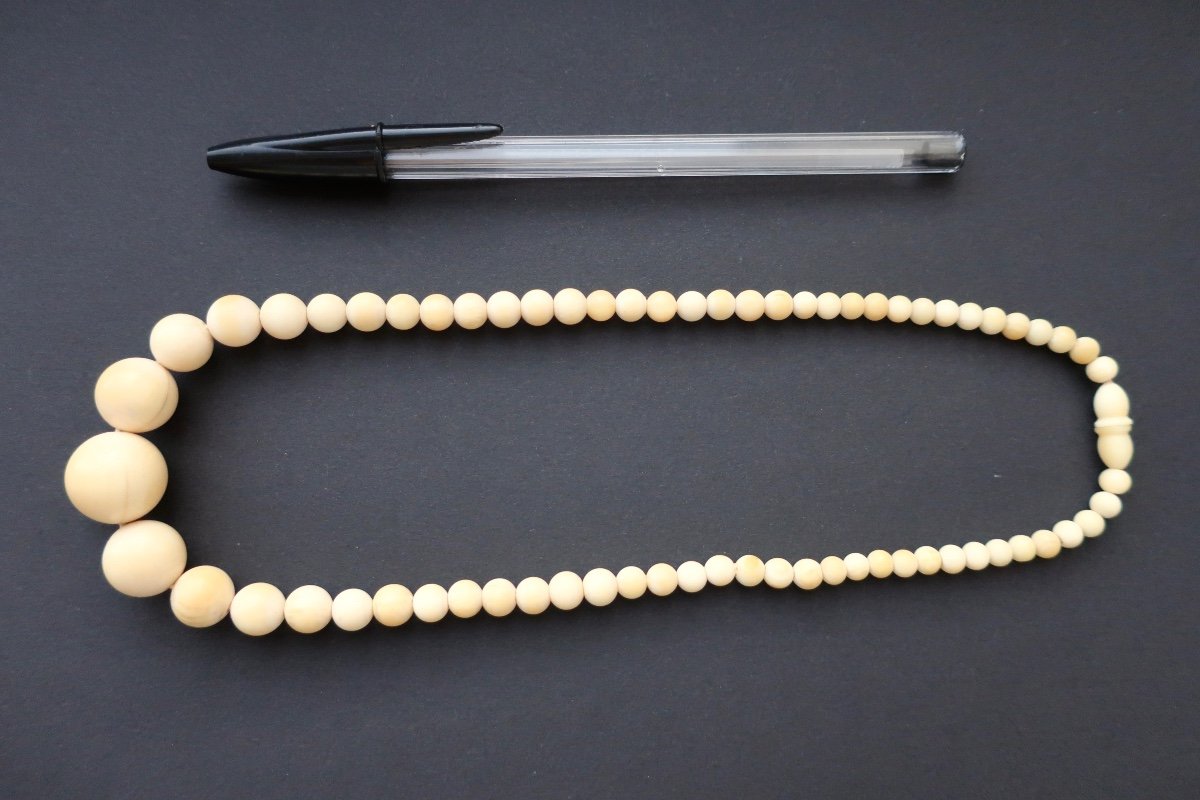 Ivory Drop Necklace, 1930s, 17.6" Long, No.2-photo-1