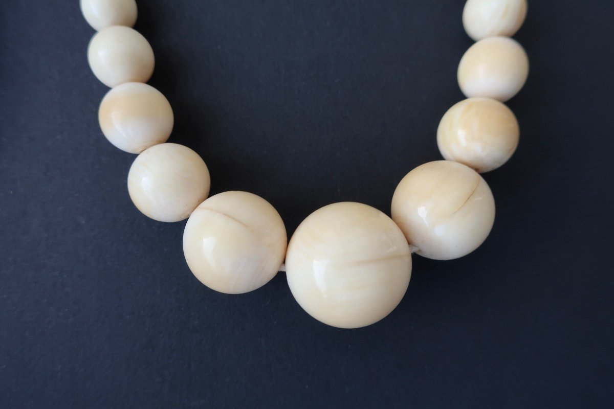 Ivory Drop Necklace, 1930s, 17.6" Long, No.2-photo-2