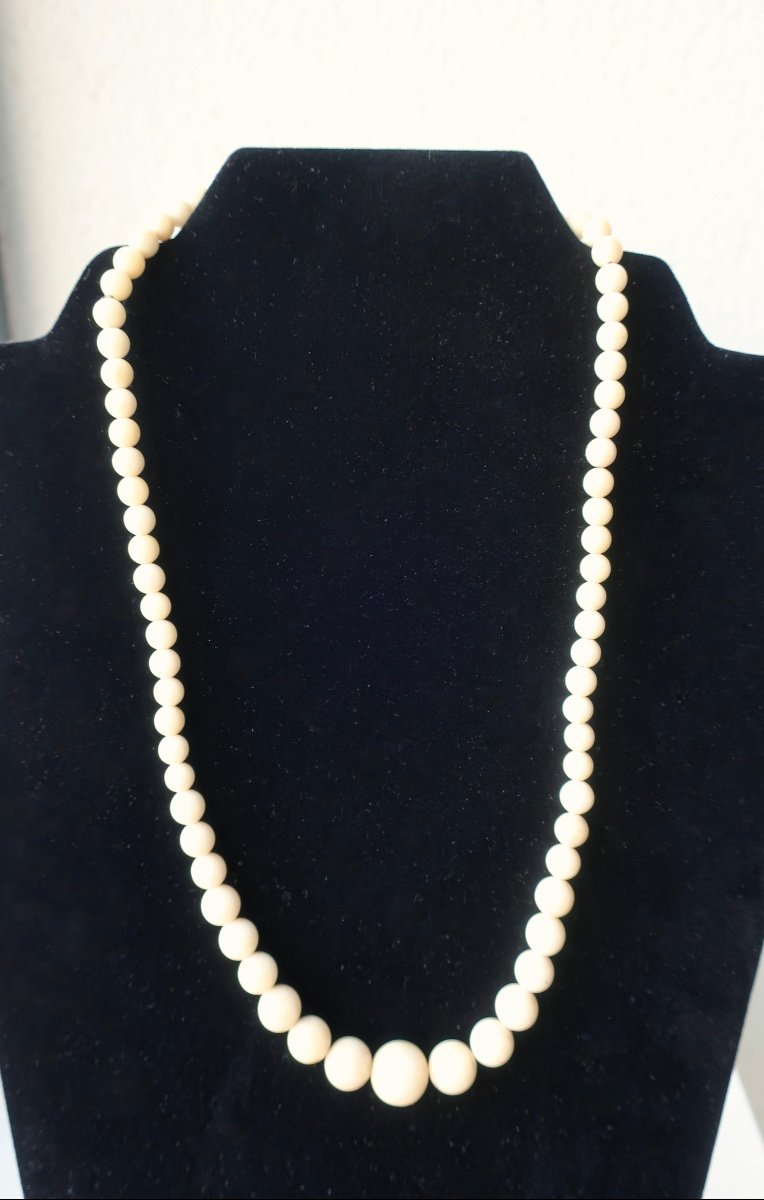 Beautiful Ivory Drop Necklace, 1930s, 50cm. N° 3-photo-2