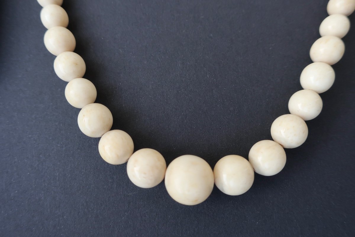 Beautiful Ivory Drop Necklace, 1930s, 50cm. N° 3-photo-4