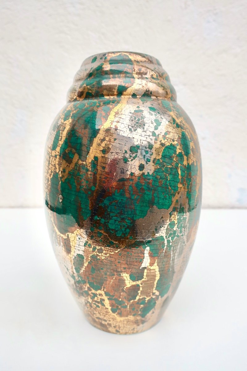 André Fau & Marcel Guillard, Boulogne S/seine, Rare Art Deco Vase, Circa 1925.