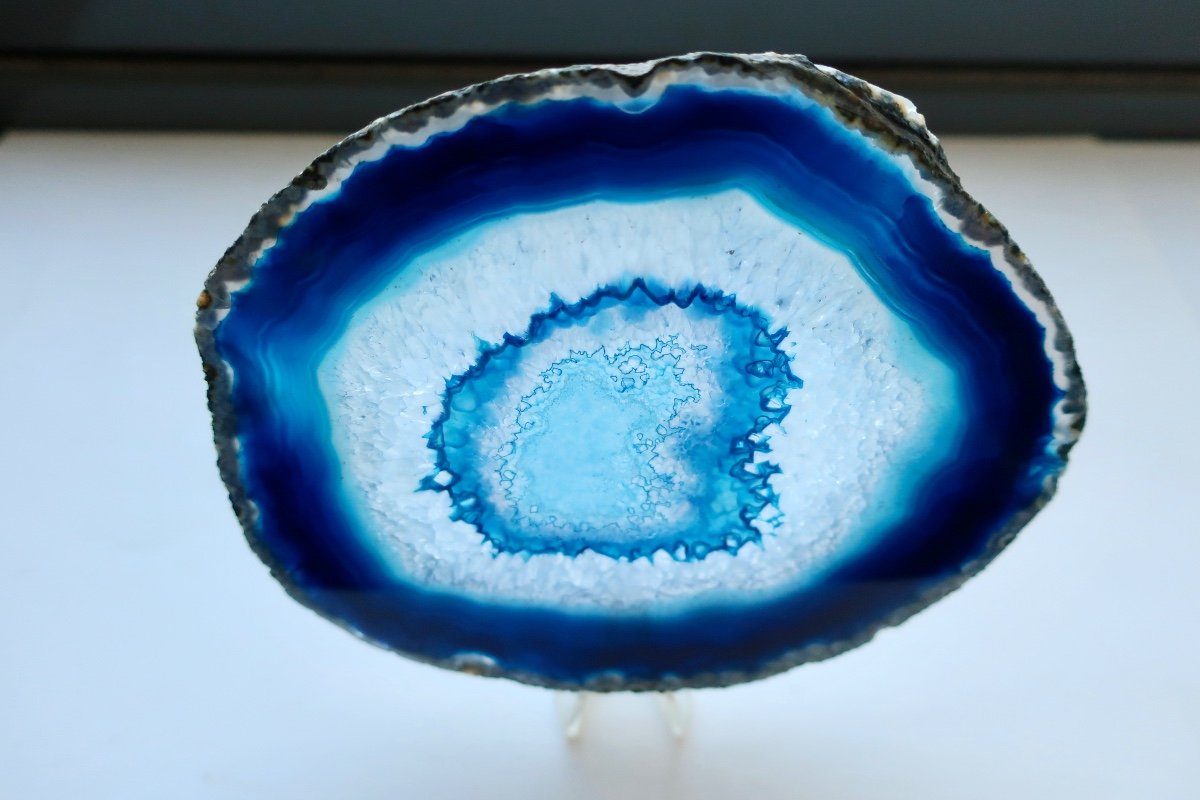 Large Slice Of Blue Agate, 16 X 14.2 Cm, Very Good Condition-photo-2