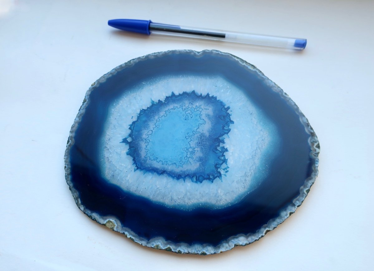 Large Slice Of Blue Agate, 16 X 14.2 Cm, Very Good Condition-photo-7