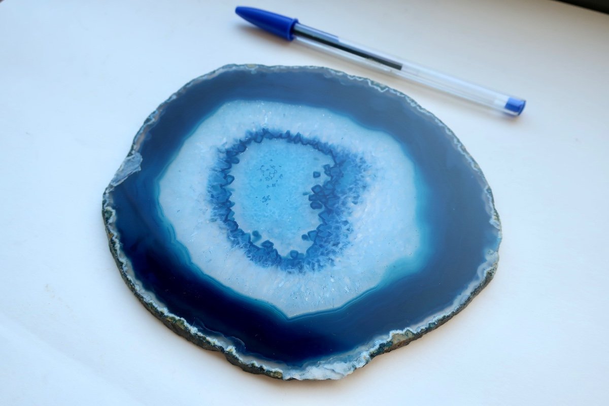 Large Slice Of Blue Agate, 16 X 14.2 Cm, Very Good Condition-photo-8