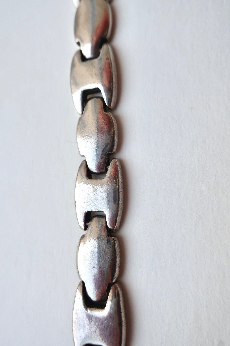 Bracelet Gourmette Vintage En Argent Sterling 925, Des Années 1960/1970, 18 cm, 60 gr.-photo-3