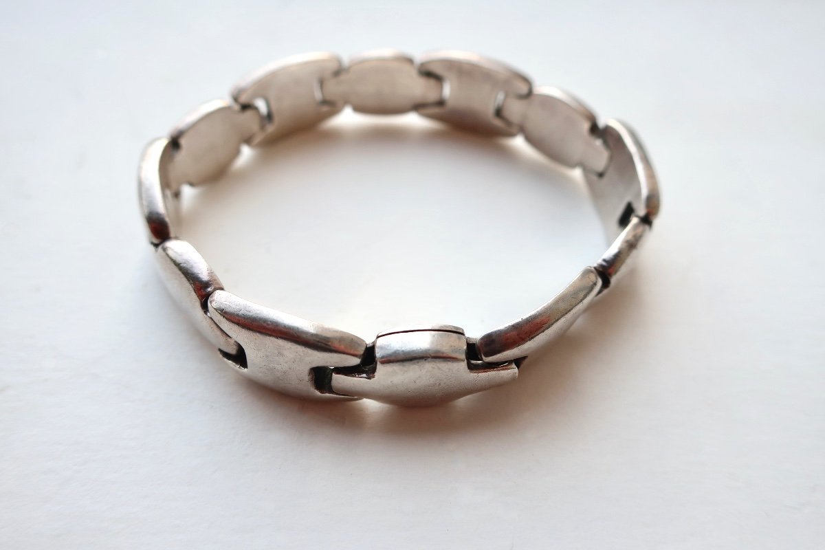 Bracelet Gourmette Vintage En Argent Sterling 925, Des Années 1960/1970, 18 cm, 60 gr.-photo-8