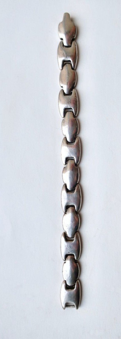 Vintage 925 Sterling Silver Curb Chain Bracelet, 1960s/1970s, 18 Cm, 60 Gr.