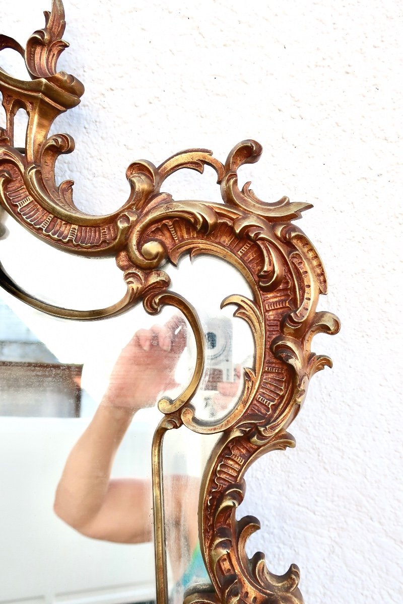 Miroir Baroque En Bronze XIXème Haut. 104 Cm-photo-3