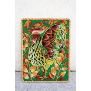 Vintage Rooster Tapestry / Canvas, Framed With Rope, Circa 1950/1960.