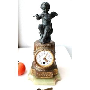 Small Terminal Clock 19th Second Empire With Angelot Musician