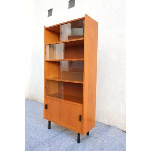 Vintage Showcase Bookcase 1950s/1960s, Blond Oak Veneer, Vgc.