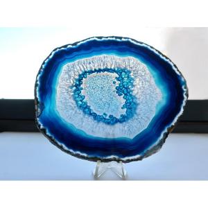 Large Slice Of Blue Agate, 16 X 14.2 Cm, Very Good Condition