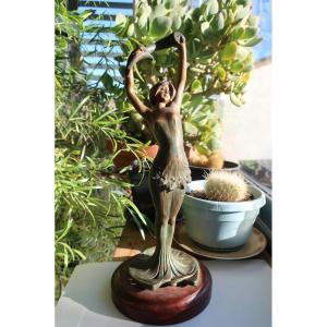 Art Nouveau Regulus Woman Lamp Base In The Spirit Of  C. Bonnefond