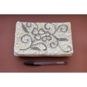 Vintage 1950's Beaded And Sequined Embroidered Prom Clutch Bag