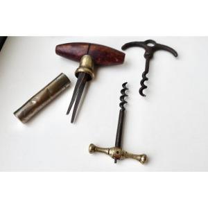 3 Old Corkscrews, 19th And Early 20th Century.