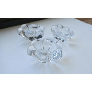 Three Individual Crystal Salt Cellars, Daum France, Very Good Condition.