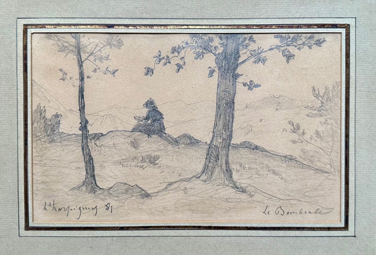 Henri HARPIGNIES (1819-1916) - Dessin Ancien - Paysage Animé La Bourboule Auvergne Barbizon - Tableau 19ème-photo-2