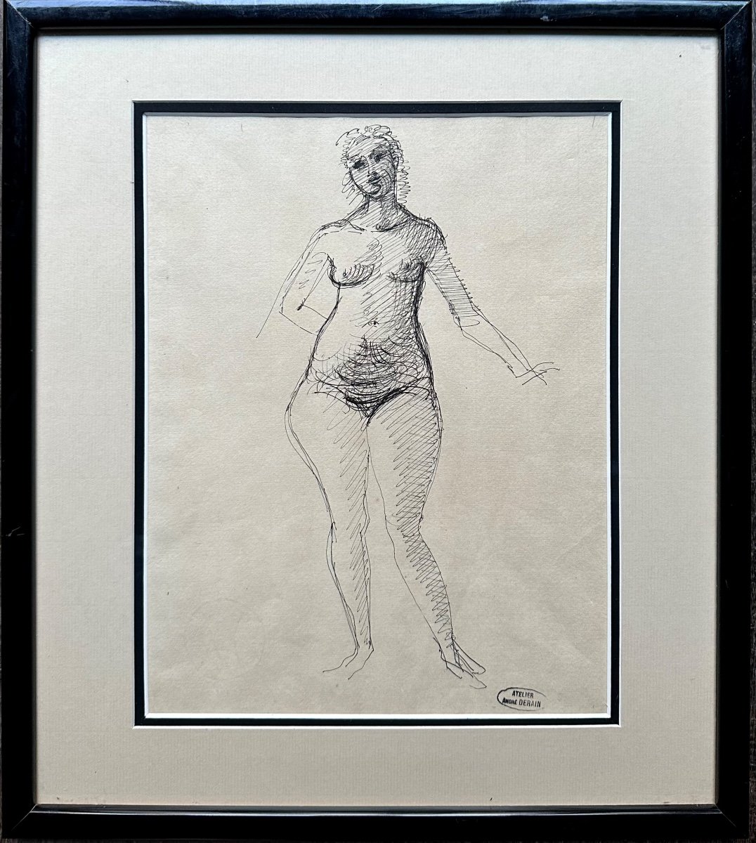 André DERAIN (1880-1954) - Dessin à l’encre noire - Portrait de Femme Nue Académie 