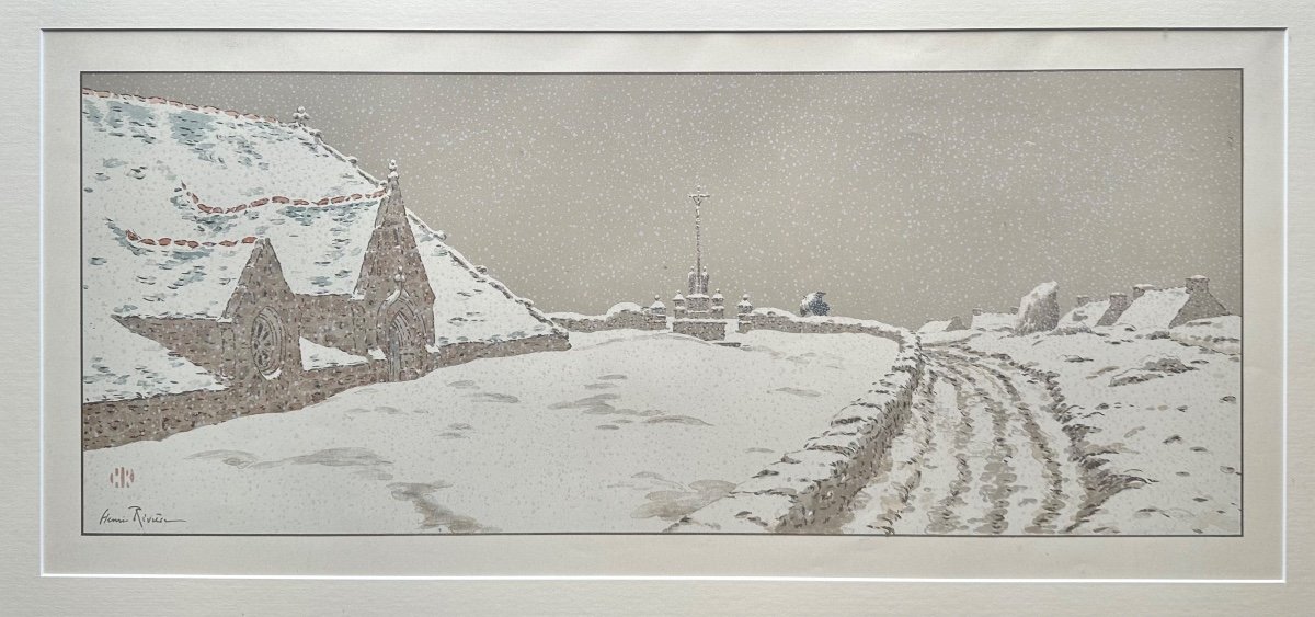 RIVIERE Henri (1864-1951) - Lithographie - La neige, La Féerie des heures, 1902 - Bretagne-photo-2