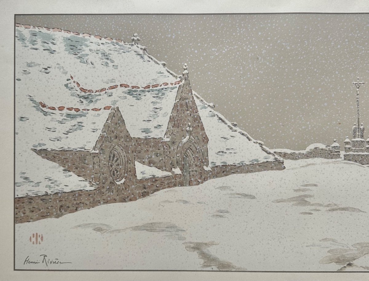 RIVIERE Henri (1864-1951) - Lithographie - La neige, La Féerie des heures, 1902 - Bretagne-photo-3