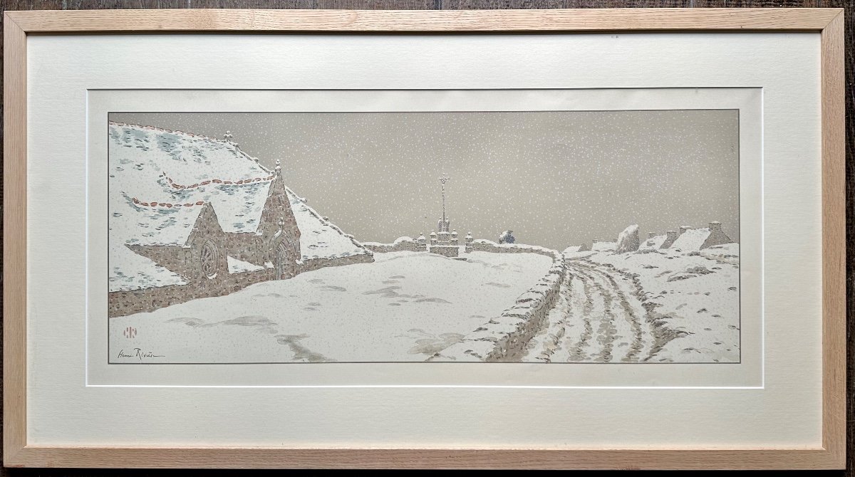 RIVIERE Henri (1864-1951) - Lithographie - La neige, La Féerie des heures, 1902 - Bretagne