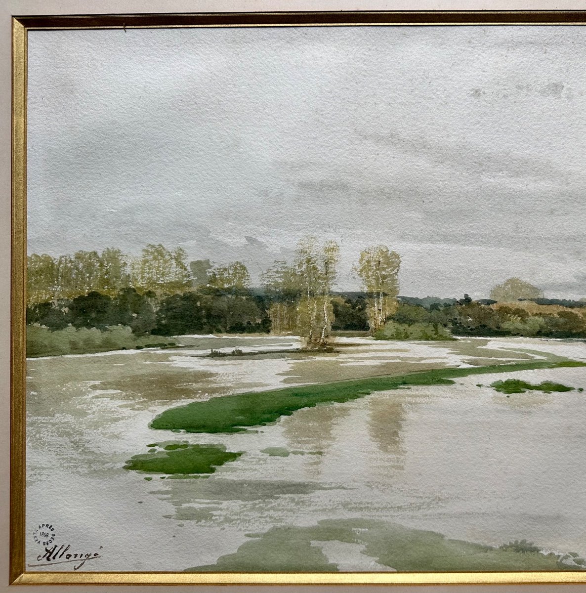Allongé Auguste (1833-1898) - Watercolor - Landscape - Barbizon School -photo-3