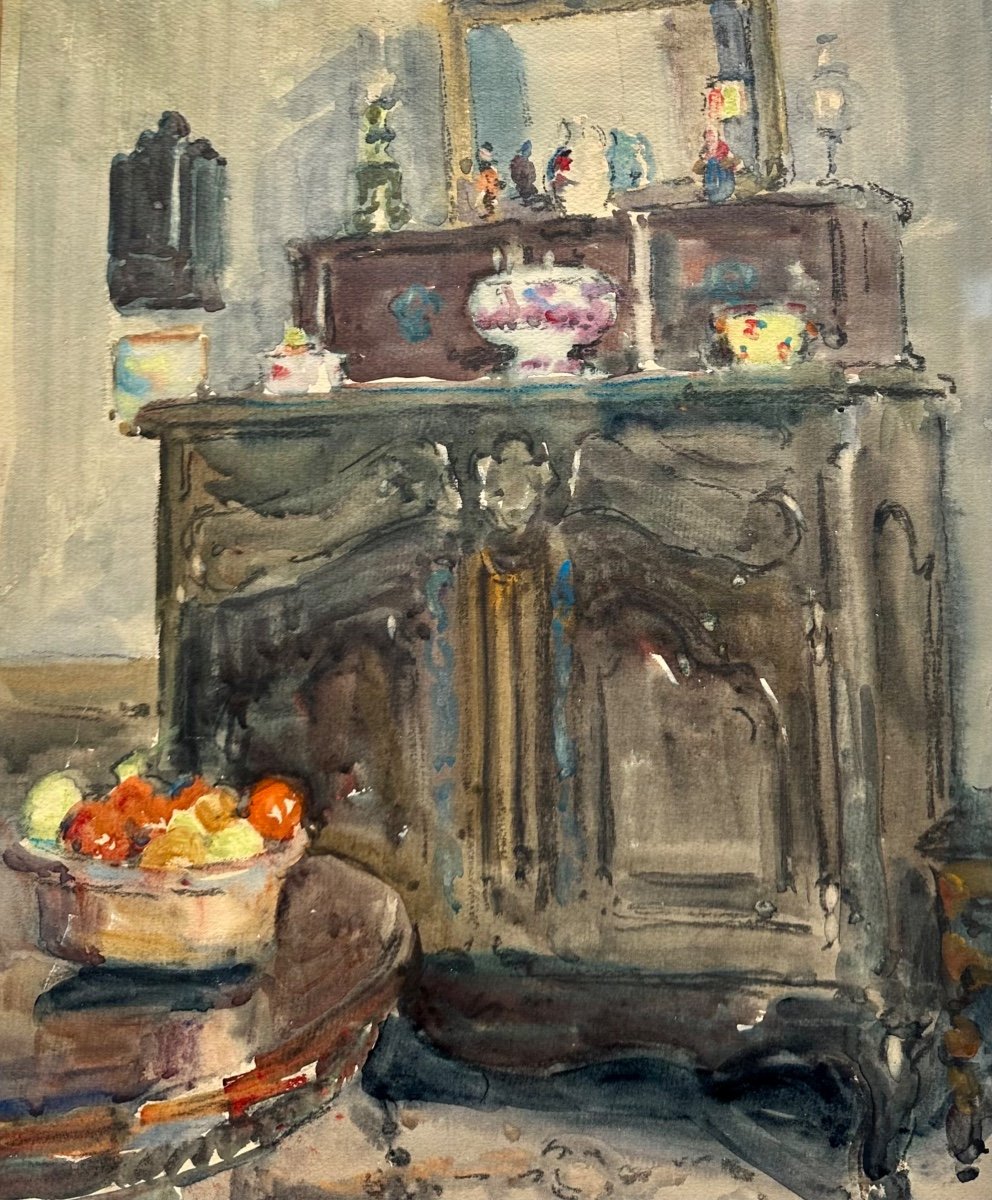 MONTAGNÉ Louis Agricol (1879-1960) Scène d’intérieur provençale - Aquarelle Avignon Provence-photo-3