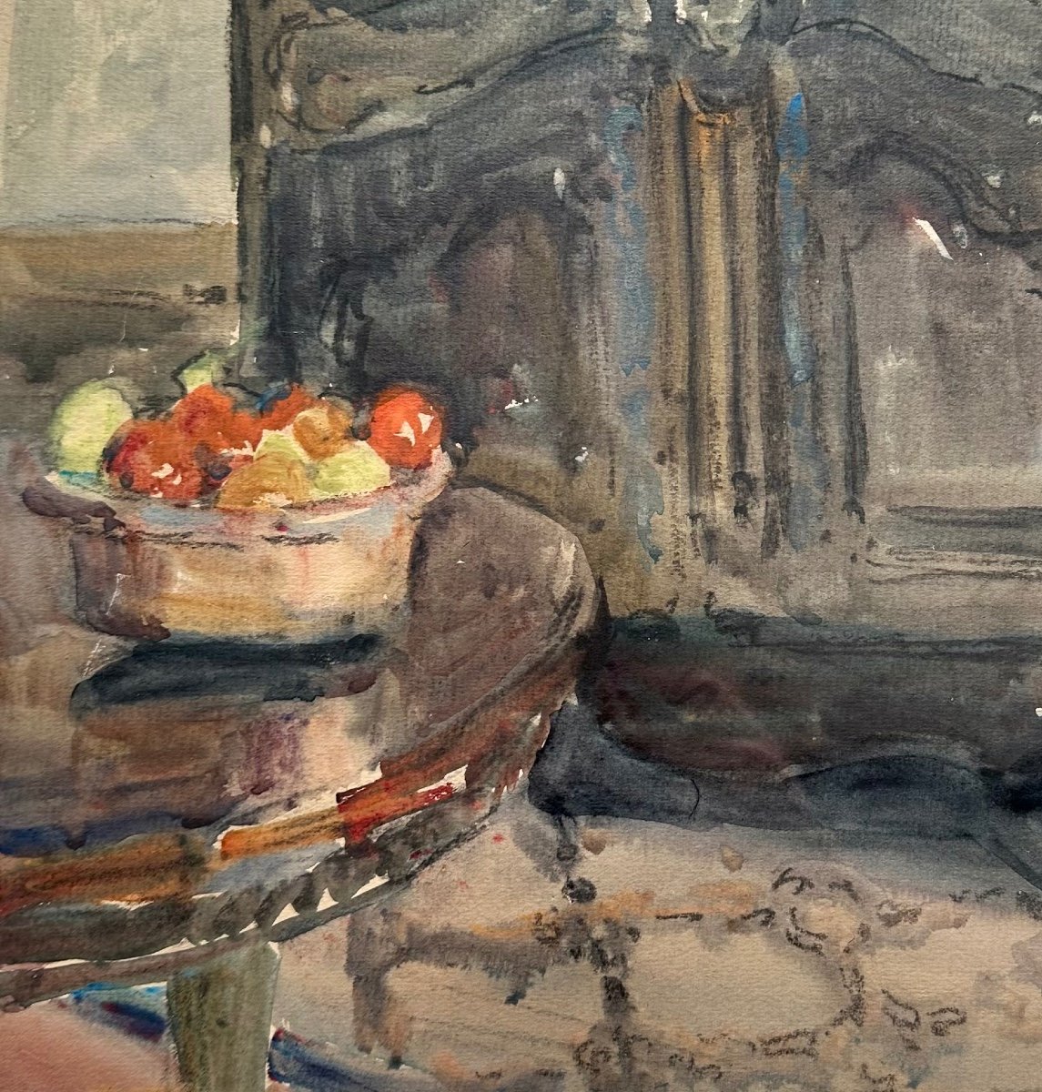 MONTAGNÉ Louis Agricol (1879-1960) Scène d’intérieur provençale - Aquarelle Avignon Provence-photo-1