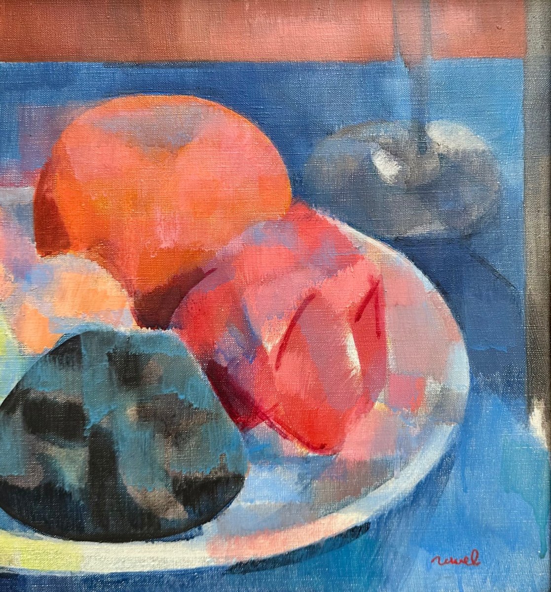 Ravel Daniel (1915-2002) Still Life With Fruit And Glass, 1966 - Oil On Canvas Cubism  -photo-4