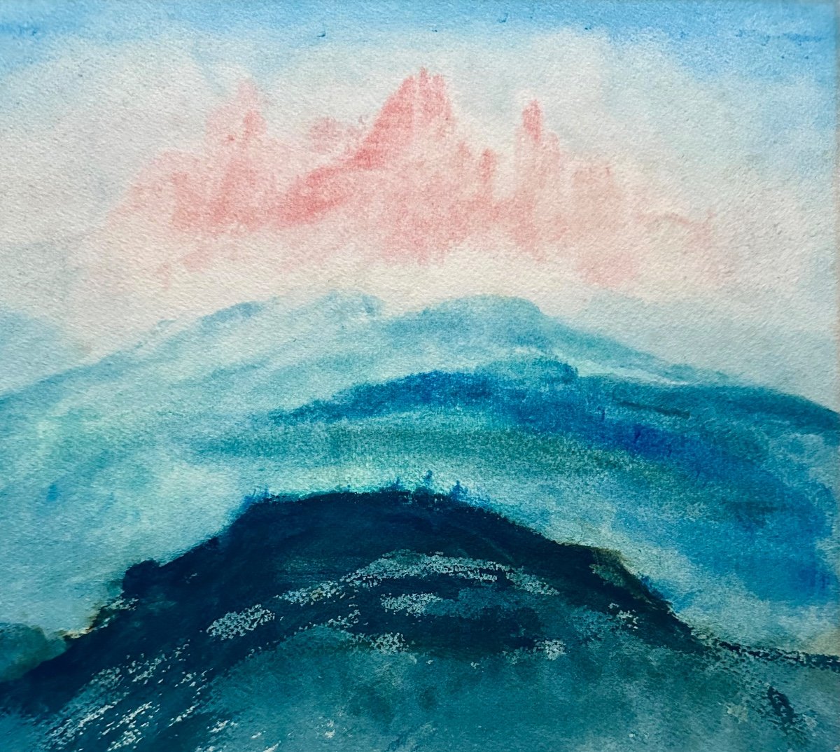 JEANÉS Sigismond (1863-1939) Paysage de Montagne - Aquarelle et Gouache 19ème -photo-2