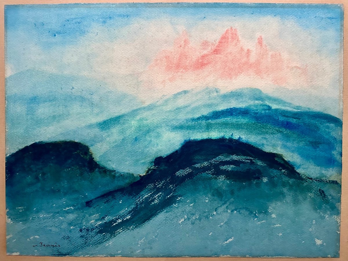 JEANÉS Sigismond (1863-1939) Paysage de Montagne - Aquarelle et Gouache 19ème -photo-3