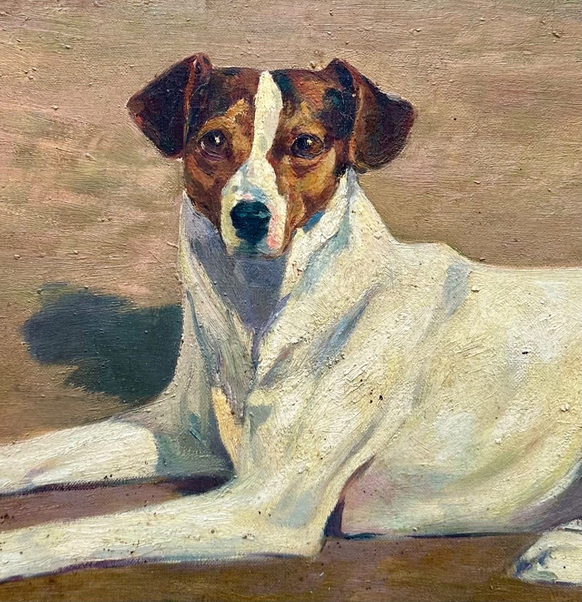 SUE Gabriel (1867-1958) Huile sur Toile « Fox Terrier » - Peinture, Portrait, Chien -photo-4