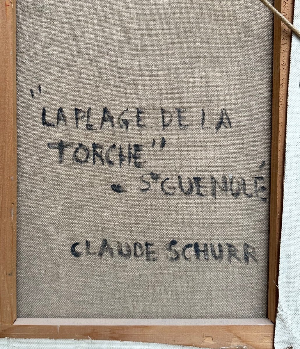 SCHURR Claude (1921-2014) La plage de la Torche, Saint Guénolé, Finistère, Bretagne - Peinture-photo-6