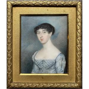 William Bate - English Miniature Painting - Portrait Of A Woman - Hrh Princess Elizabeth