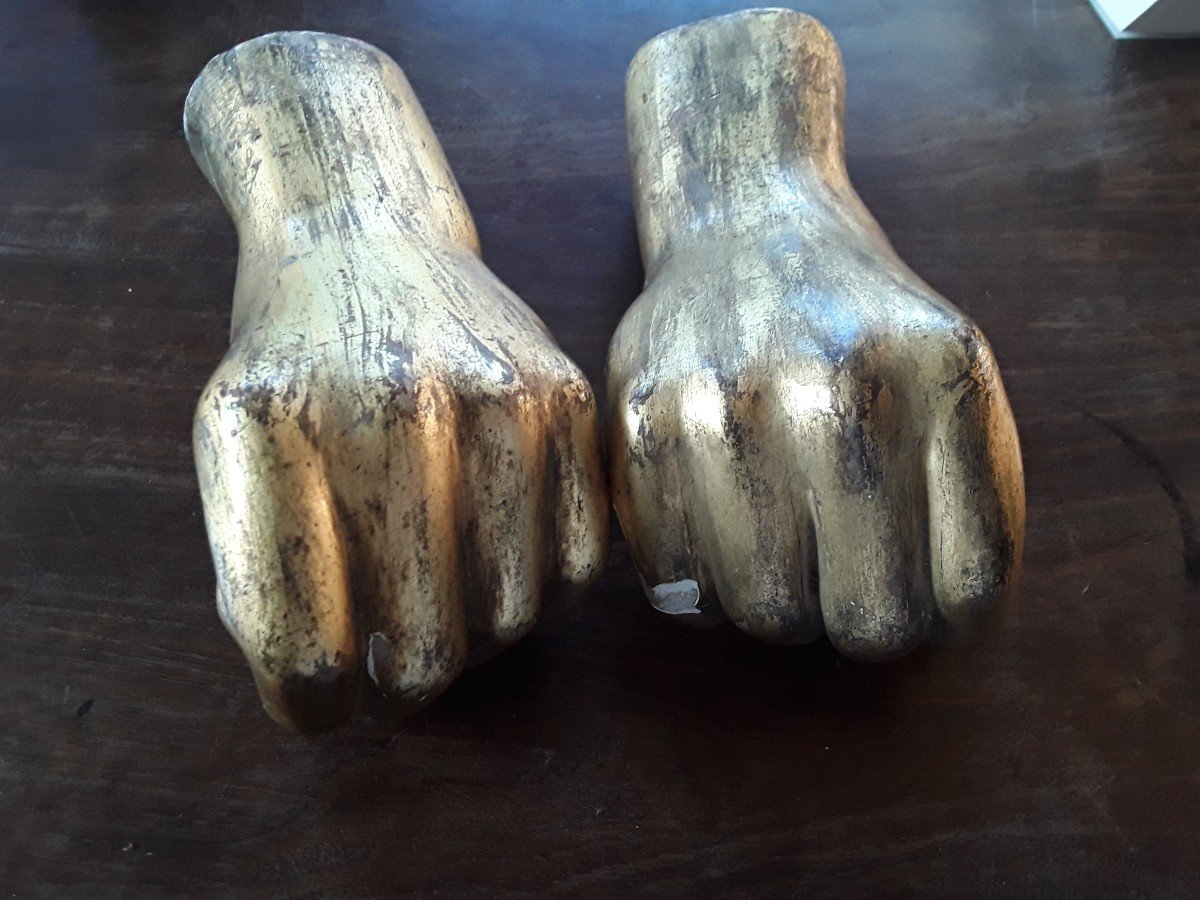 Astonishing Pair Of Hands In Carved Wood 19th Century-photo-3