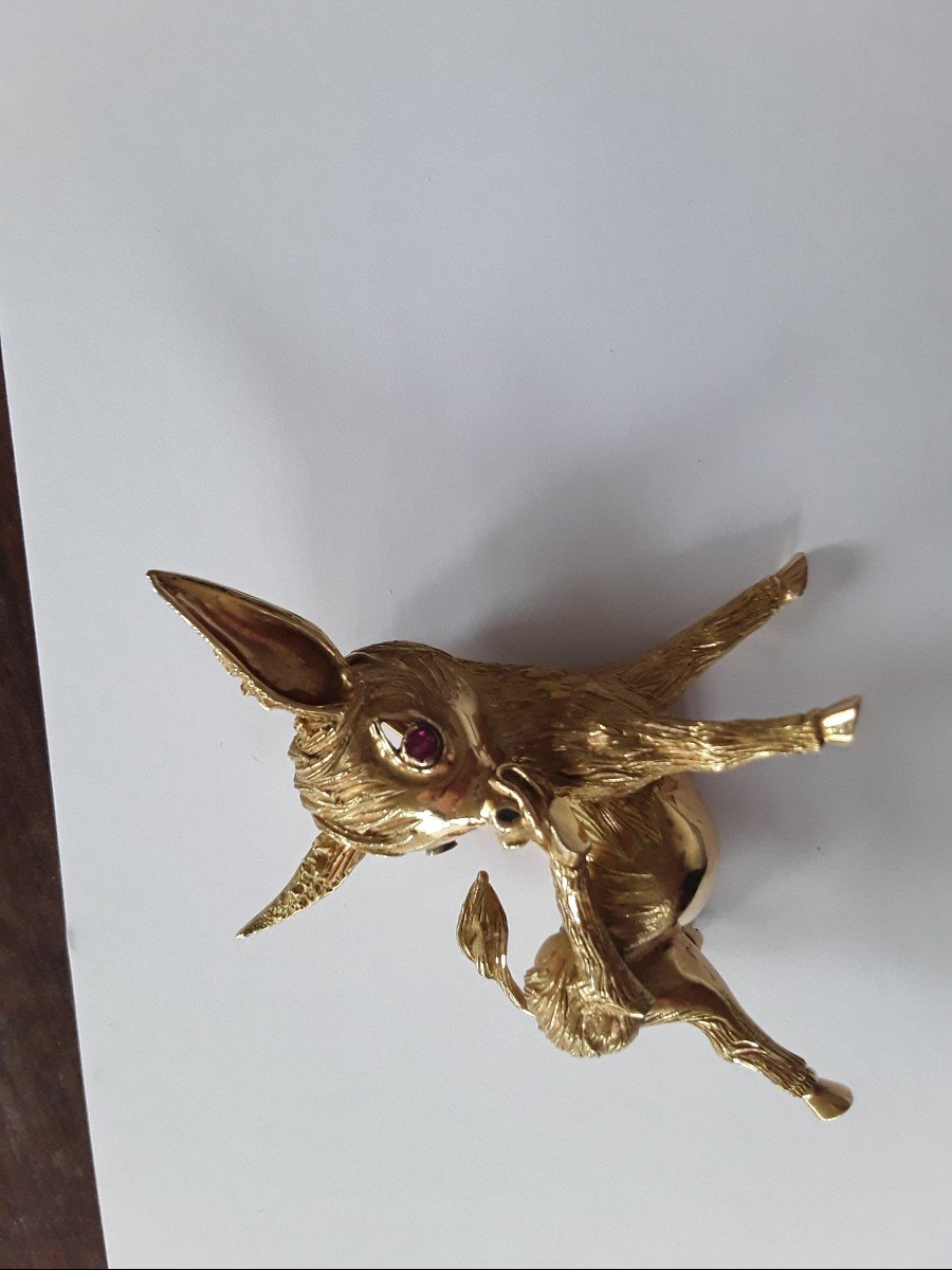 18 K Gold Brooch 1950s “little Donkey” 20 G. -photo-3