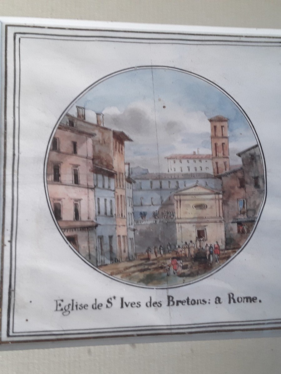 Deux Aquarelles " Vues De Rome " Début Du 19eme Siecle -photo-2