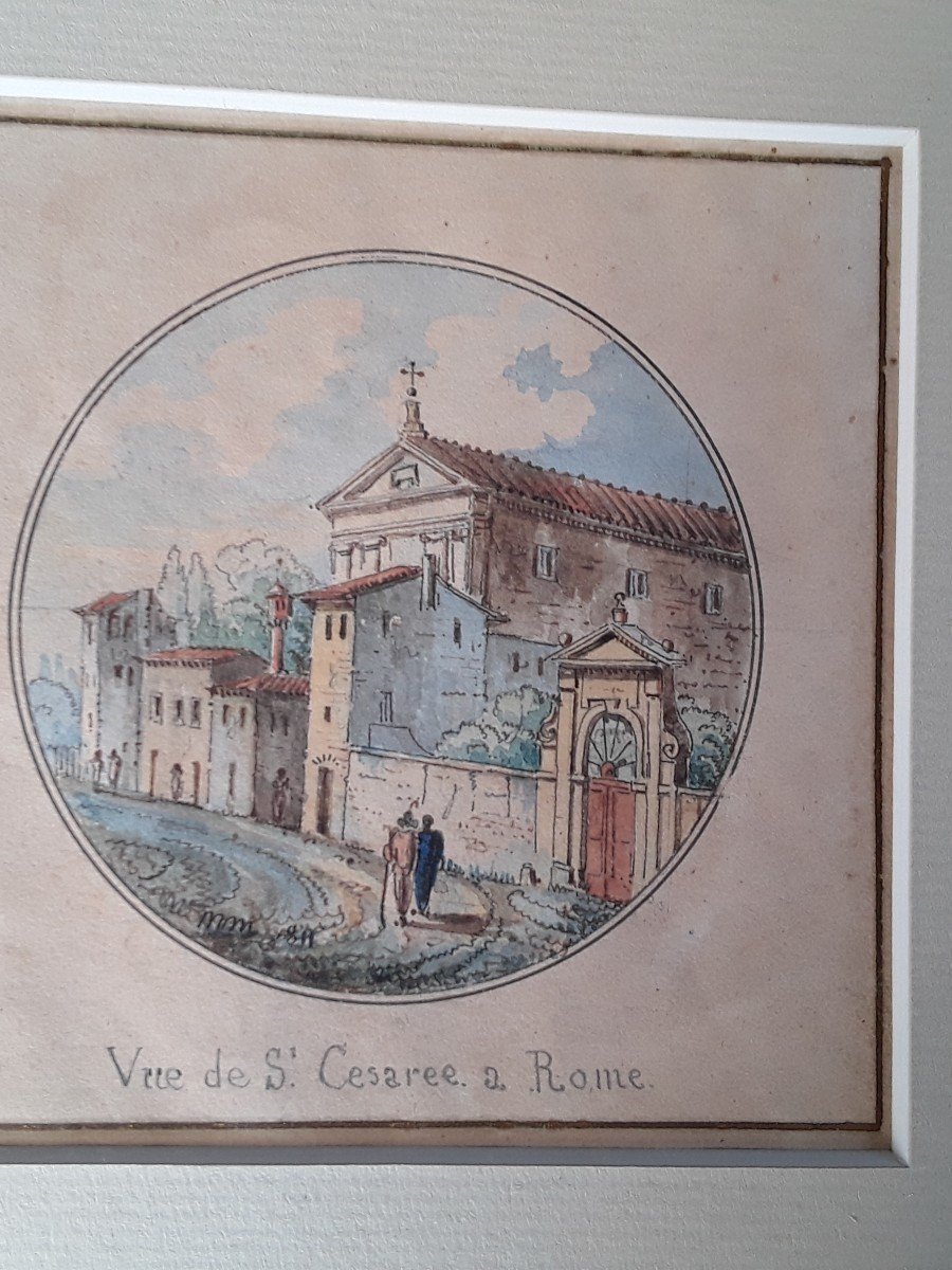 Deux Aquarelles " Vues De Rome " Début Du 19eme Siecle 