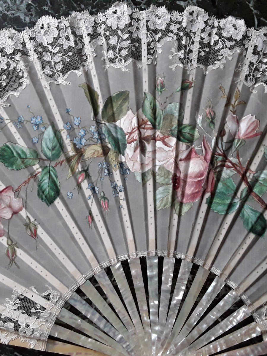 Large 19th Century Fan In Perfect Condition.  -photo-6