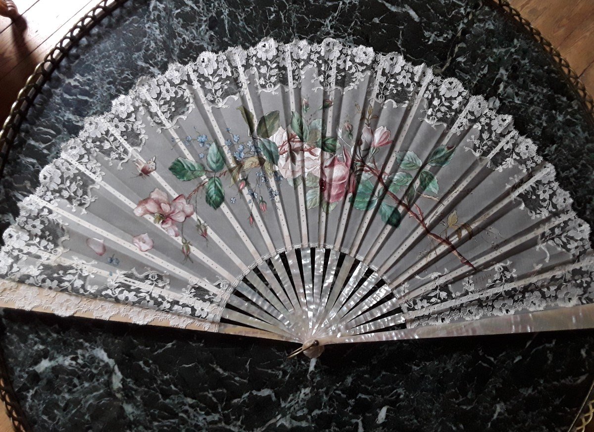 Large 19th Century Fan In Perfect Condition.  