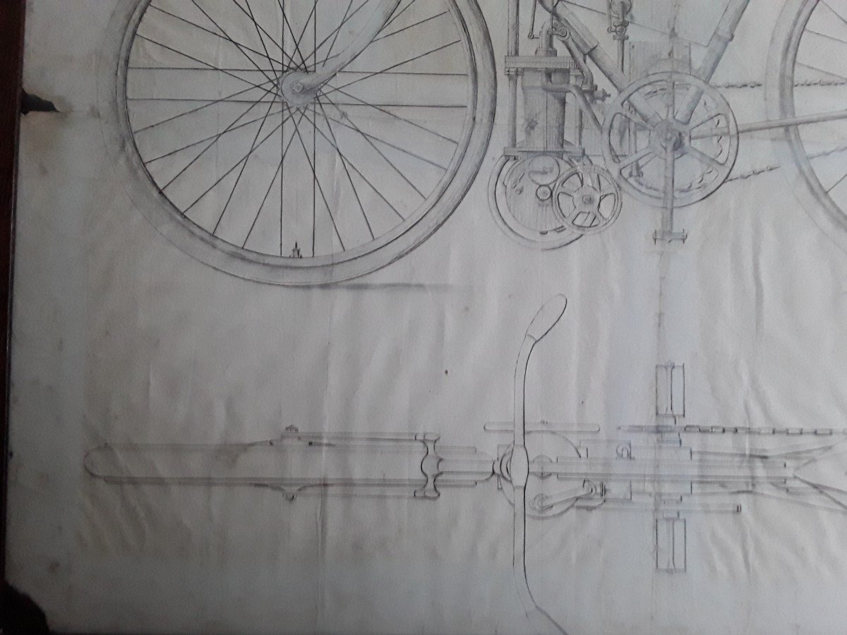 Dessin Bicyclette Mi - Automobile 1893 Systeme Royer Et Morin-photo-1