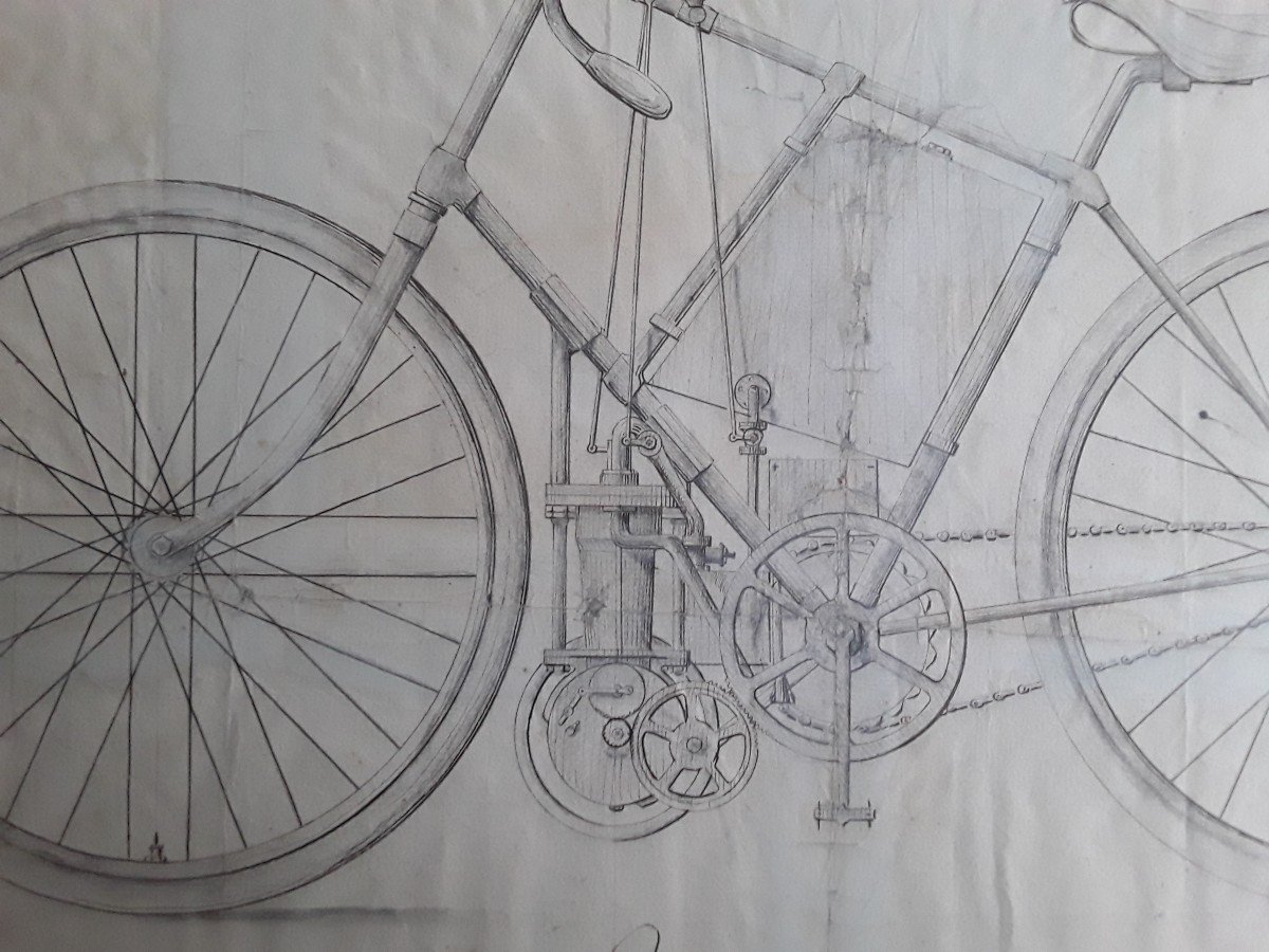 Dessin Bicyclette Mi - Automobile 1893 Systeme Royer Et Morin