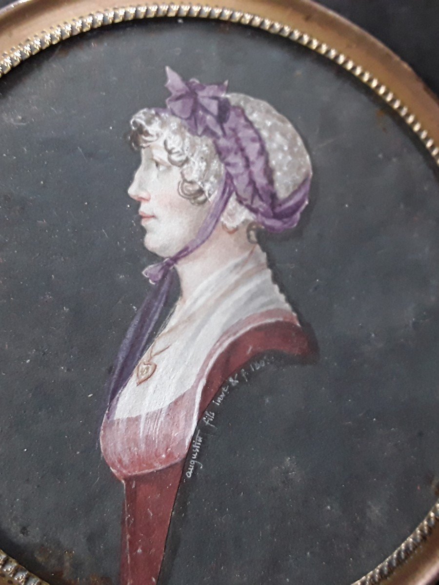 Portrait Miniature Par Augustin Fils . 1803