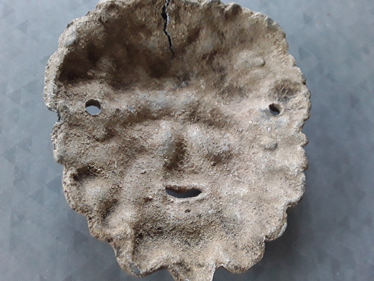 Bacchus Mask In Lead From The Ancient Roman Period-photo-3