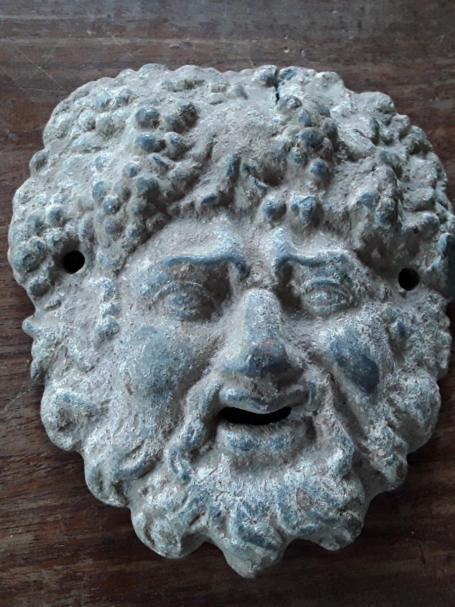 Bacchus Mask In Lead From The Ancient Roman Period-photo-2