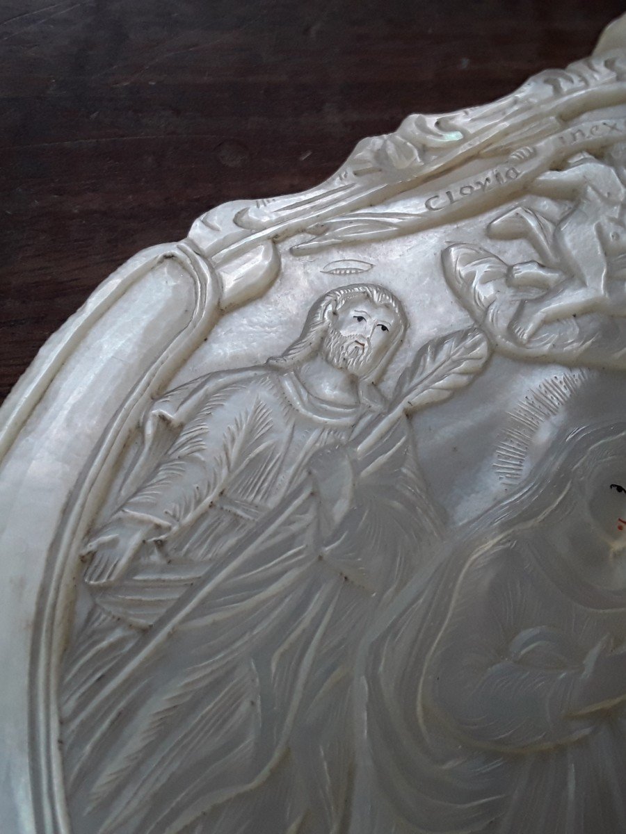 Carved Mother-of-pearl Shell "nativity". Late 18th Century Early 19th Century -photo-2