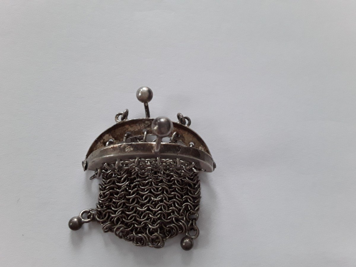 Doll Accessory, Tiny Sterling Silver Purse -photo-2