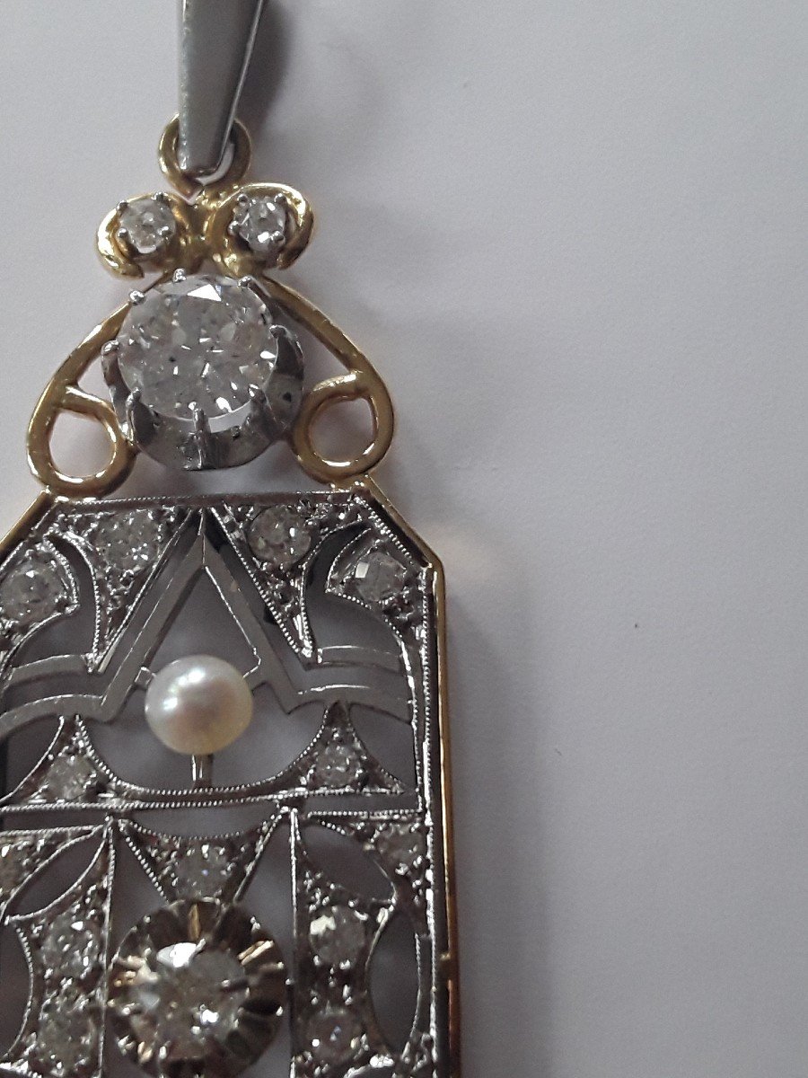 Art Deco Gold And Diamond Plaque Pendant-photo-3