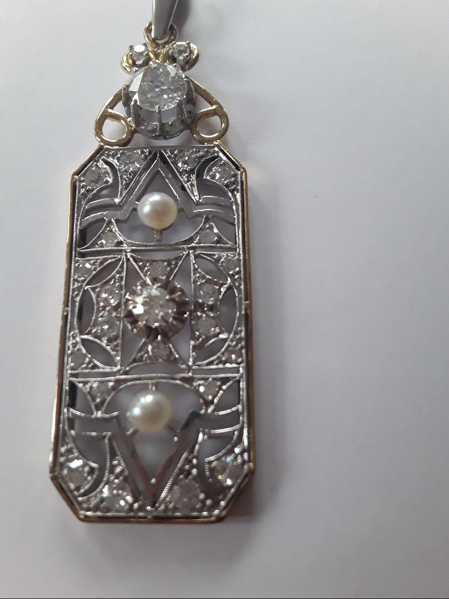 Art Deco Gold And Diamond Plaque Pendant-photo-4